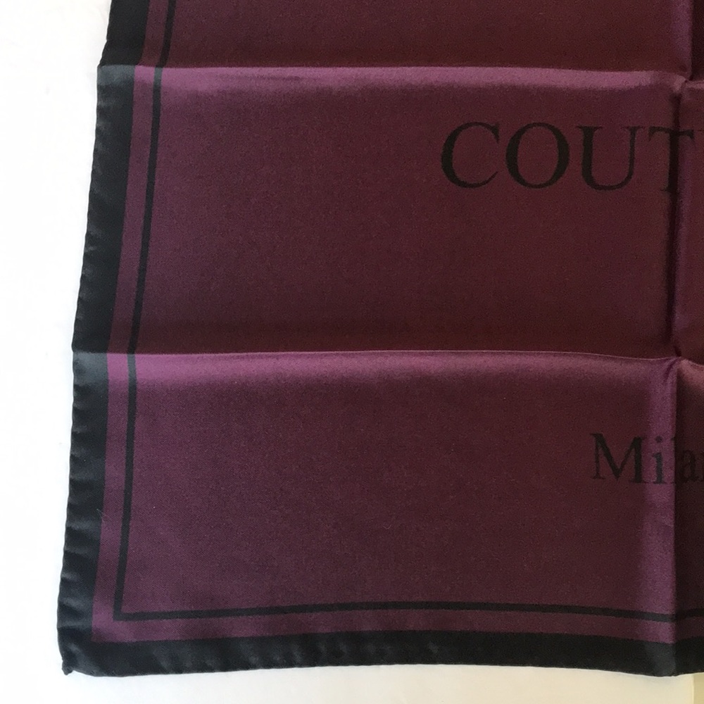 Moschino Couture Milano Scarf Silk 20x20 Purple - Picture 5 of 10